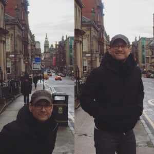 Christian Slater Instagram - Trying to prevent my wife from successfully photographing an architectural feature by jumping into the frame #annoyinghusband #glasgow