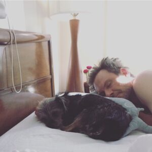 Christian Slater Instagram - I'm loving Glasgow but missing this cuddly thing #adoptdontshop