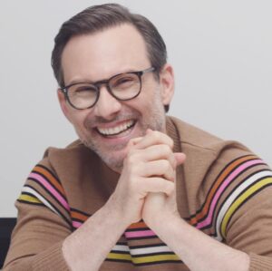 Christian Slater Instagram - Having a great time talking about @whoismrrobot with the #HFPA! (Adding sweater credit @driesvannoten)