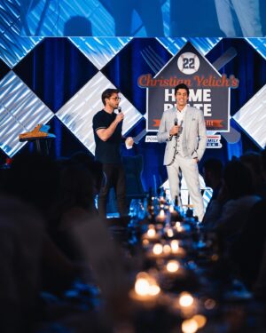 Christian Yelich Instagram - THANK YOU… to my Milwaukee family for coming out and helping us raise over $300,000 that will directly help our cities little league fields and teams. I’m lucky to be able play in such a special place. 
@amfam
@leinenkugels
@brewers
@nike
@fanatics
@newera
@carnevoremke
@kelleyjamesmusic
@charlieberens
@mkeathleticclub
@paragonsportint