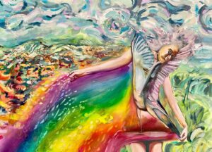 Christina Scherer Instagram - This self portrait painting from the outstanding artist really inspired my entire chakra goddess series. I felt I needed to continue exploring the rainbow within. Allow the seeds of wishes within my soul to fly and land where ever they land.