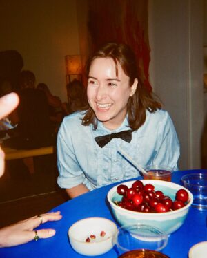 Christina Scherer Instagram - @hannahgmarks is a disposable camera addict. And now there is proof I actually wear cute outfits out…or that I even leave the house to go out…sometimes. Rarely. Let’s be honest, I read over 70 books these last few months. I am more honestly in the blue robe (slide 5) goblining around the house. Reading fantasy novels and eating cherries 😇