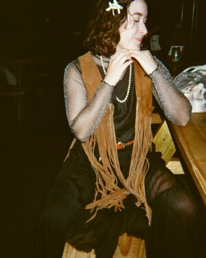 Christina Scherer Instagram - @hannahgmarks is a disposable camera addict. And now there is proof I actually wear cute outfits out…or that I even leave the house to go out…sometimes. Rarely. Let’s be honest, I read over 70 books these last few months. I am more honestly in the blue robe (slide 5) goblining around the house. Reading fantasy novels and eating cherries 😇
