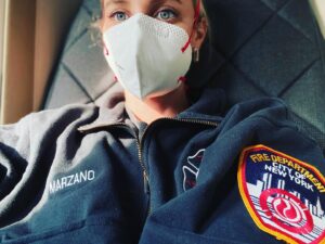 Christine Marzano Instagram - 19 yrs ago today, I was given a mask to wear, long before it became the status quo. A member of #FDNY #nycbravest saw me struggling and put a mask on my face with the instructions, given in a thick Brooklyn accent, "keep it on, alright" He then handed me a wet towel to hold above the face of the crying infant I was carrying in my arms. He covered us and held tightly to my elbow saying "I got you" whilst we ran through a downpour of noxious, chalky, debris. Debris so dense that it completely blocked out the bright, morning, September sun and rendered anything inches in front of one's face invisible. He guided me to a stationary bus, where others covered in white dust were waiting, only to quickly turn around and run back towards the wreckage. (I eventually made it to the Battery, covered head to toe in the white dust, where complete strangers lifted me over the seawall, onto a volunteer tugboat that brought me across the water to safety in the parking lot of the Liberty Science Center in New Jersey.  To this day, I have no idea if that courageous man's story ended in the same manner as mine. To all of the heroes like that firefighter, whose face I never saw and whose name I never knew, who ran towards the destruction at #groundzero that day, and to all of the #firstresponders #family, and other #americans who continued to work/volunteer tirelessly on the #9/11pile for months after the attack. Thank you from the bottom of my heart❤️ To all of the #firefighters currently battling the flames on the west coast and all the first responders still on the front lines of everything going on in our country today. You are appreciated and recognized for your courage and the incredible risks you take daily in the service of others. ❤️❤️#neverforget #9/11 #firstresponders #brooklynstrong #nyc #begooddogood #americawearestrongtogether #unitedwestand