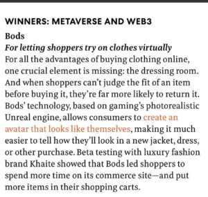 Christine Marzano Instagram - I'm so excited to announce that @bods_inc has been named one of 
@fastcompany Next Big Things in Tech! We are honored to be listed alongside other game-changing organizations! A huge thanks to everyone at BODS who make our company great and therefore this honor possible. 🚀🚀🚀