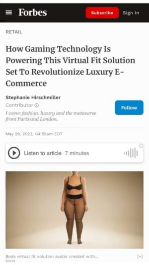 Christine Marzano Instagram - Thanks @forbes and @stiffyhm for this wonderful article about @bods_inc where we cover the benefits of the BODS personalized fit/styling solution, @unrealengine and our place in web 2.5🚀