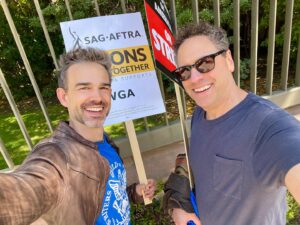 Christopher Gorham Instagram - 100 days. The AMPTP has kept the @wgawest on strike for 100 days with no end in sight, refusing to negotiate in good faith. These are pics from day 1. The writers kindly offered me a WGA shirt to put on over mine after the first lap. We’ve been standing with our brothers and sisters from the beginning and we’ll be there until the end. Join us out at Warner Bros today!  #sagaftrastrong #wgastrong #1u