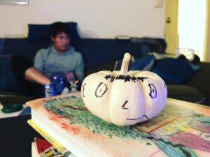 Christopher Larkin Instagram - Day 21: Pumpkins. Every October, we buy a couple from the supermarket. Rather than carve them up, we Sharpie them into being. They often survive until the end of the year before they start to turn. Happy first day of fall. #plants #alltheplantsinmyapartment