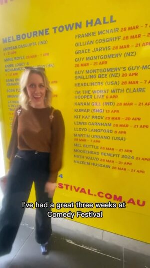 Claire Hooper Instagram - I was asked to make some content about comedy festival and this is that content. 
One week left!