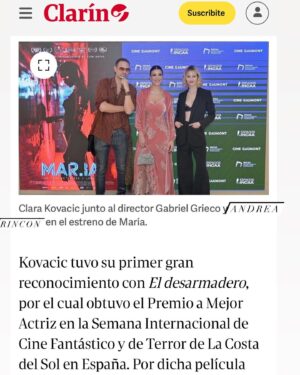 Clara Kovacic Instagram - Con sangre sudor y lágrimas festejo cada uno de los logros 🎬❤️

Gracias @clarincom @elerramundos @flormedina_comunicacion por dar visibilidad a mi trabajo 

Estrenamos @remoras.la.serie en @somoscontar de @diego.alfredo.garcia con @natidalena 
Estrenamos #mar.ia en @cine.gaumont que ya tiene su tercer semana en cartelera
Estamos a pleno con @tenebrissomnia_game de @borghiandres @tobiasrusjan 

Tengo pura admiración por el cine nacional y pura admiración de todos estos proyectos y las personas involucradas en ellos ❤️❤️❤️ 

#graciastotales 

Y gracias a ustedes que me bancan en mis locuras seguidores ❤️

.
.
.
.
.
.
.
#pic #picoftheday #photooftheday #photography #love #instagood #instalike #instadaily #instamood #insta #film #actriz #actress #photo #photoeveryday #photographer