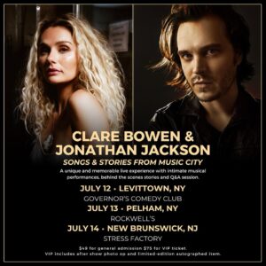 Clare Bowen Instagram - Oooh this is gunna be fun! 💥 I’m stoked to announce that my dear friend @jonathanjacksonhq and I will be doing a very limited run of intimate acoustic shows together this July, focused on the songs and stories behind our film and television experiences! 🤍 (Oooh, drama. 🫠) 

Tickets and VIP packages go on sale TOMORROW at 10am EST!

We can’t wait to see you! Don’t miss out!

#jonathanjackson #clarebowen #nashville #countrymusic #americana #rock #film #television #somgwriters #livemusic #storytelling #actors #acoustic #musiccity