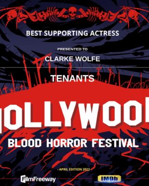 Clarke Wolfe Instagram - Oh wow! Thank you @bloodhollywood for the Best Supporting Actress award for the “Need Anything?” segment in TENANTS! 🥹 Congratulations to the entire TENANTS team and thank you as always to @fayna.bo.byna for being the best scene partner anyone could ask for. 🖤 Stay tuned for details on where to see it in 2024! In the meantime, swipe for more bloody BTS… #horror #anthology #hollywoodbloodhorrorfestival #bestsupportingactress #screamqueen #tenants #needanything
