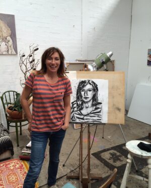 Claudia Karvan Instagram - @_laura_jones_  My beautiful friend painted this portrait of me as Stevie in Edward Albee’s The Goat or Who is Sylvia? Between a matinee performance and an evening performance. We gossiped and shot the breeze and she produced this artwork which is now a 2023 finalist for the @archibaldprize She is a talented and gorgeous human. The last photo is from many years ago. Our first sitting for a portrait. @sydneytheatreco @statetheatresa