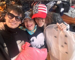 Claudia Wells Instagram - My beautiful friends, introduced to my store a decade ago by our mutual darling angel Noah, who departed us too young (last picture). 
I am wearing their recent hippo design Jacquard knit with straight sleeves #vayne sweater #socomfy.
Oren left with amazing NWT Gucci kicks & Dolce & Gabbanna hand embroidered beaded shirt. Gabriel got one of a kind sky blue hand made lucchese cowboy boots. Most importantly, we laughed, talked, reminisced, & visited!!!! 
Open By Appointment Only via ArmaniWells.com
Music by Gabriel Jayne
*
*
*
#armaniwells 
#claudiawells
#mensfashion 
#mensboutique 
#highfashion 
#bttf 
#backtothefuture 
#jenniferparker