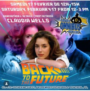 Claudia Wells Instagram - Tomorrow’s the big day! @omnibusbookstore @montreal noon-3 #saturday February 17 #claudiawells #jenniferparker #bttf #canada #montreal #backtothefuture #appearance
