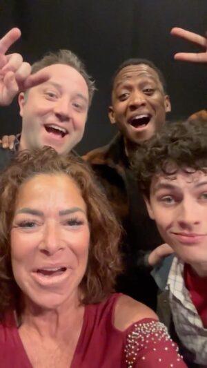 Claudia Wells Instagram - Wow, You’re Doc?!?
Experiencing back stage On Stage with the cast of Back To The Future on Broadway in NYC after their magnificent performance! What a thrill!! Plus my twin Jennifer Parker!

#backtothefuturemusical 
#musical #bttfmusical #broadway #actors #jenniferparker #claudiawells #docbrown #martymcfly #goldiewilson #mayorgoldiewilson 
#rogerbart
#caseylikes 
#jelaniremi
#mikaelasecada