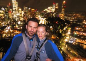 Clive Standen Instagram - Started climbing at dusk in the rain but the Views from the top of Sydney harbour bridge at night were worth it.