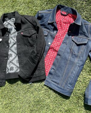 Colin Hanks Instagram - CHECK THIS OUT!!! Anyone who knows me, knows @levis jackets are pretty much my uniform. Thanks to @arkea_shop, not only do I have some new ones to add to my collection, but they are lined with @hankskerchiefs patterns! Beyond thrilled how they turned out. Even have the “hidden pockets” intact. These are custom made so unfortunately they are NOT available at @hankskerchiefs. Hopefully someday we will be able offer these, or something similar, in the future. #hankskerchiefs #levis #levisjacket #custommade #readymade #beready