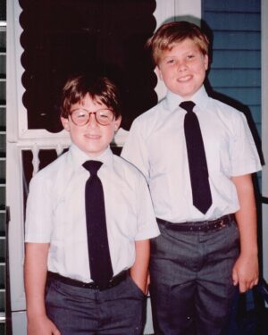 Colin Jost Instagram - #puberme and my bro @caseyjost. I was voted Best Smile and Worst Jehovah's Witness. Thanks to @nickkroll and @stephenathome for doing this to raise money for PR #RinconPride