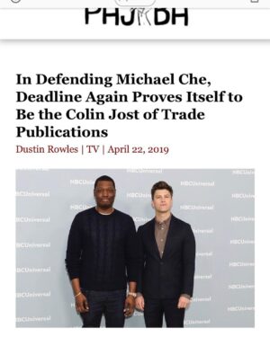 Colin Jost Instagram - Wow Dustin that’s a low blow. I need to stand up for my friend Deadline here. How dare you compare a quality website to a soulless monster like Colin Jost. At least Deadline has accomplished something and been OCCASIONALLY funny. Another hit job from Pajiba.com!