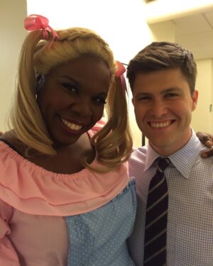 Colin Jost Instagram - I never really post anything on social media because I’m self-conscious/repressed about it, but I really wanted to say an SNL goodbye to Leslie Jones, and I mostly wanted to say thank you.

I don’t know if I would have survived my first year on Update without Leslie. I was extremely nervous and awkward and she was extremely confident and funny and knew who she was. And she made me (and our whole show) a lot better.

Even though she has wanted to hit me in the face many times (as shown in pic #3), she has also been kind and generous and given me many birthday presents (all photos of her). And more than anything else, she’s been funny. Chris Rock knew that when he recommended her to Lorne six years ago and now all of America knows it.

I miss you Leslie and I hope you come back on Update anytime you want, you... scrumptious, chocolate... nope it doesn’t work the other way.

Love,
Colin