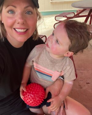 Collette Wolfe Instagram - I never post anything anymore here’s a selfie with my gorgeous baby and the red ball he carries every where ❤️🐥