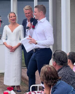Connor Fields Instagram - It was my absolute honor to stand by my best mate when he married the girl of his dreams. We’ve been through the highest of highs, and the lowest of lows… shared podiums and hospital rooms, the worst hotels and airbnbs you can imagine, traveled all around the world together and everything in between. Nothing compared to this though! Was so great to be able to make it to @trentdeclanjones bachelor party where he had to eat with his full race kit on and then wear a dress the rest of the day (nice work, @jonnorconess). The wedding was beautiful and I couldn’t be more excited for you both 🖤