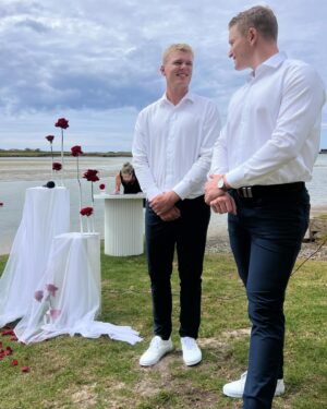 Connor Fields Instagram - It was my absolute honor to stand by my best mate when he married the girl of his dreams. We’ve been through the highest of highs, and the lowest of lows… shared podiums and hospital rooms, the worst hotels and airbnbs you can imagine, traveled all around the world together and everything in between. Nothing compared to this though! Was so great to be able to make it to @trentdeclanjones bachelor party where he had to eat with his full race kit on and then wear a dress the rest of the day (nice work, @jonnorconess). The wedding was beautiful and I couldn’t be more excited for you both 🖤