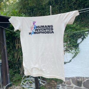 Connor Jessup Instagram - hey my friend @sebastiancroft and I have created a new organization called @queerwasalwayshere, dedicated to queer joy, history and art. we have this sexy and sustainable gay dinosaur t-shirt you can buy for only 4 more days -- 100% of profits go to supporting lgbtqia  refugees and displaced people around the world. 

link’s in my bio :)