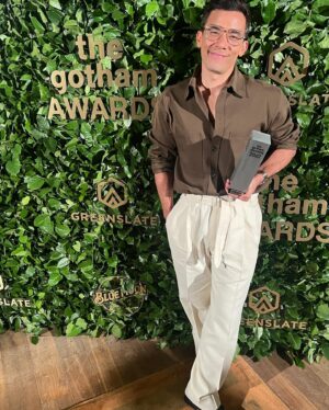 Conrad Ricamora Instagram - 🤎💕🍦 
Posting on main cuz I styled myself (with a lil sister help from @jeighmadjus ) and I like it :) thanks @thegotham for a great night 

Jacket: @toddsnyderny 
Shirt & pants: @lemaire_official 
Glasses: @moscotnyc