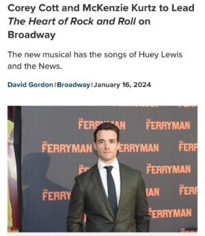 Corey Cott Instagram - You. Me. Huey. Lewis. And the News…ies. This. Spring. James Earl Jones Theatre. An. Unreal. Cast. Hip. To. Be. Square. Come. See. Us. Christian. Bale. Dancing. BROAD. WAY. BABY.
