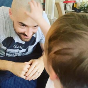 Corey Cott Instagram - My son is so proud of me! What a guy. He has so much pride he barely even looks at me or touches me or wants anything to do with me. Haha! Also, you can still donate to our @charitywater campaign. It’s open for the next 8 weeks. We are so close to $20,000 - which will provide clean and safe drinking water to TWO communities. Link in my bio! #CottQCut @theellenshow