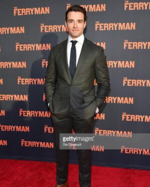 Corey Cott Instagram - Last night at the INCREDIBLE @theferrymanbway opening. What. A. Show. So good to be back at the Jacobs. 
Suit: @jcrew 
Photo: @emiliomk @broadwaycom / @gettyimages