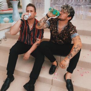 Corey La Barrie Instagram - He got mad that I didn’t drink with him for the photo... so then I did 😂 also missed my flight sooo might spend another night in Vegas