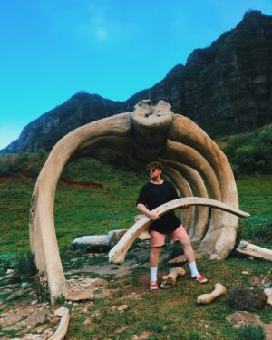 Corey La Barrie Instagram - Don’t mind me! I’m just carrying this T-Rex bone back for some research! 🦖☠️💀