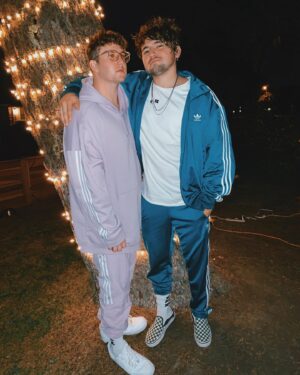 Corey La Barrie Instagram - Jc and I thought it would be a good idea to wear track suits for our white elephant Christmas party! Also idk what I’m looking at but I filmed it and it’s on my YouTube channel now! 🔥🔥