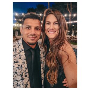 Cortney Casey Instagram - Got a little dressed up last night and married a  beautiful couple. Thank you @justicejillfit & @jobrinahofleit for allowing me to be apart of your special day. And thank you to @drakkar_klose for being my arm candy for the night 🍭 #AZ #Officiant #FriendsAndFamily #WeddingThings #BlueCrayon #TiedTheKnot #HotDamn