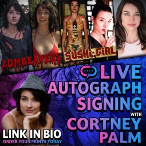 Cortney Palm Instagram - My shop is back open & ready for the #holidayseason Choose from tons of photos (Link in Bio) - I will sign them via Instagram Live Stream on Sunday December 18th @ 2pm EST! 
.
We can chat about movies, spirituality, ayahuasca, I can draw a Tarot card for ya, whatever! Tune in and chat with me! If you don’t buy a photo in advance, you can buy it while I am live! Some photos shown in this post - more via @streamily.live website! LINK IN BIO
.
.
.
.
.
#streamily #autographs #livesigning #horror #horrorActress #deathhousemovie #sushigirlmovie #zombeavers #silentnight #xmashorror #model #vegangirl #veganactress #horrorcon #screamqueen #beyondparanormalmovie