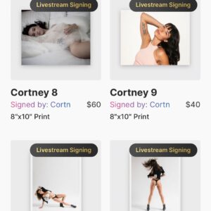 Cortney Palm Instagram - My shop is back open & ready for the #holidayseason Choose from tons of photos (Link in Bio) - I will sign them via Instagram Live Stream on Sunday December 18th @ 2pm EST! 
.
We can chat about movies, spirituality, ayahuasca, I can draw a Tarot card for ya, whatever! Tune in and chat with me! If you don’t buy a photo in advance, you can buy it while I am live! Some photos shown in this post - more via @streamily.live website! LINK IN BIO
.
.
.
.
.
#streamily #autographs #livesigning #horror #horrorActress #deathhousemovie #sushigirlmovie #zombeavers #silentnight #xmashorror #model #vegangirl #veganactress #horrorcon #screamqueen #beyondparanormalmovie