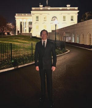 Cory Michael Smith Instagram - It was an honor to visit the White House for the first time yesterday. I have great reverence for the history of the United States and the mighty office of the Presidency. Living in a time when flawed people are quick to judge flawed history through a lens of simplicity, it is wise to remind ourselves of the reality of humanity: we are imperfect and complicated and we sometimes make grave mistakes. We must temper our righteousness with humility. I am indeed an optimistic person, and I believe that our citizenry, our many public servants, and the vast majority of those who serve to represent us, are earnestly interested in working toward a “more perfect union.” The complex and conflicting paths toward achieving such an ideal sometimes cause great consternation and unrest in our country and in our world. But I strongly believe that this is the beauty and the power and the blessing of a Democratic Republic. It is a gift to live in a country where ideas are freely expounded and argued - however uncomfortable and, at times, terrifying - and where participation is possible and encouraged. And I cherish it. It has been a lifelong dream to be in the People’s House where Great men and women have worked and served our imperfect but still hopeful union, and I thank all of you who graciously hosted me and made this dream come true. A hearty thank you goes out to @jamieats for a very special tour on a very special occasion. You’re a kind, generous man and I’m fortunate to have met you. And thank you to @zegnaofficial for making me feel handsome and honorable for my first visit to the White House.
