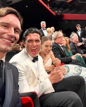 Cory Michael Smith Instagram - Wow wow wow. Premiering #ToddHaynes’ MAY DECEMBER at @festivaldecannes with this beautiful group was surreal. I’m ever grateful to Todd and our incredible producers for inviting me onto this project. I CANNOT WAIT for you all to see it in theaters and on @netflix! 🫶🏻

C’était un rêve 😌