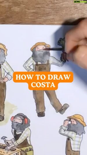 Costa Georgiadis Instagram - How to draw a @costasworld character🥕

When I drew the illustrations for Australia's favourite gardener's latest book, Costa's World, I got to design a 'Costa' character. This is my character design process for a lifelike person character:

1. Get a good photo of the person standing up 
2. Trace that photo with a 'skeleton' sketch to get the proportions 
3. Redraw those same proportions in a bunch of different poses
4. Draw in the details over the top and add colour 🎨

Share this with any artists in your life 💚

What do you think? Does it look like the Costa we know and love? 

#brennaquinlan #artwithpurpose #artasactivism