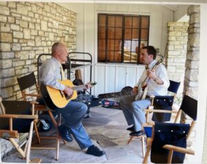 Creed Bratton Instagram - Just ran across this photo of Ed Helms and I jamming between takes. I miss my office family a lot sometimes. Have a great weekend gang.
Creed