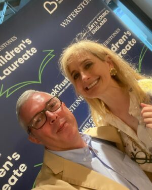 Cressida Cowell Instagram - And the new @Waterstones Children’s Laureate is…. 

Here in Leeds with so many friends from Waterstones, @Booktrust, the outgoing Laureate @josephcoelhoauthor who has done such a MAGNIFICENT job as Laureate, with booksellers, festival directors, librarians, so many representatives from across the entire wonderful children’s books community…waiting in anticipation for the announcement of the new Laureate…