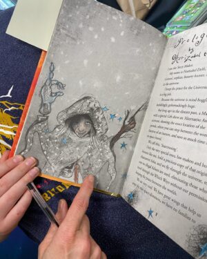 Cressida Cowell Instagram - Love this kid who felt that Which Way Round the Galaxy was a book that was inherently colourful, so they provided the colour themselves…more beautiful drawings from children at the space centre and from  b earlier in the tour 

#WhichWayRoundtheGalaxy book tour 
🌙🌍🌓🪐💫❤️📚