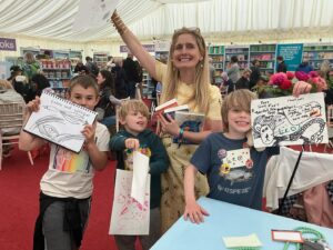 Cressida Cowell Instagram - THANKYOU to everyone who came to my #WhichWayRoundtheGalaxy event @hayfestival yesterday, you were the most magnificent audience,and it was so wonderful in the signing queue to see all your incredibly creative and imaginative ideas for magical landscapes and creatures …
#IloveHay
#❤️📚