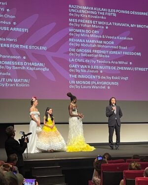 Crystal Moselle Instagram - #Cannes was ✨. Congrats to my composer collaborator and bestie @askamatsumiya for an incredible job on the brilliant After Yang directed by @kogonada ... loved the dress by @rentrayage thank you @modeworld 🙏🏽.