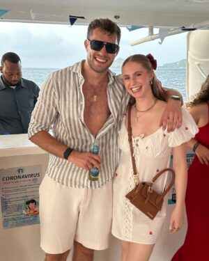 Curtis Pritchard Instagram - This really is a before and after picture 😂, before the boat party started and after the boat party started 🍾@sophiesheridan_ looking beautiful as always but me on the other hand 🤦‍♂️. 

Had the best time away with my ❤️