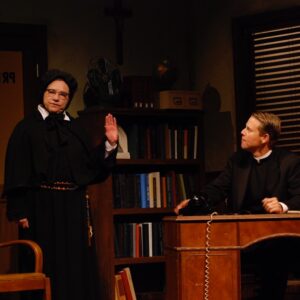 Dale Soules Instagram - #tbt to my 2009 performance in Doubt as the lead, Sister Aloysius @gulfshore.playhouse 🎭Alan Campbell is ‘Father Flynn’ & Elizabeth A. Davis is ‘Sister James’ - Elizabeth is a great friend & I loved working with her! #theatre #acting