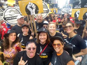 Dale Soules Instagram - We Rocked the City for a Fair Contract Rally! 🪧🪧🪧
(Close-Up)

"Keep on Rockin' (for a FAIR CONTRACT) in the Free World" ✊✊✊(Wide Shot)

#sagaftrastrong #sagaftrastrike #sagaftramembers #oitnb